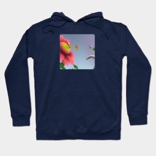 A.I. Generated Alien SunFlower with Bird (like) animal Hoodie